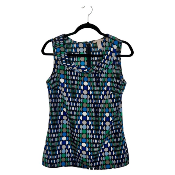 Banana Republic Geometric Circles Print Dressy Tank Top Silky - Size 4 - Picture 2 of 4